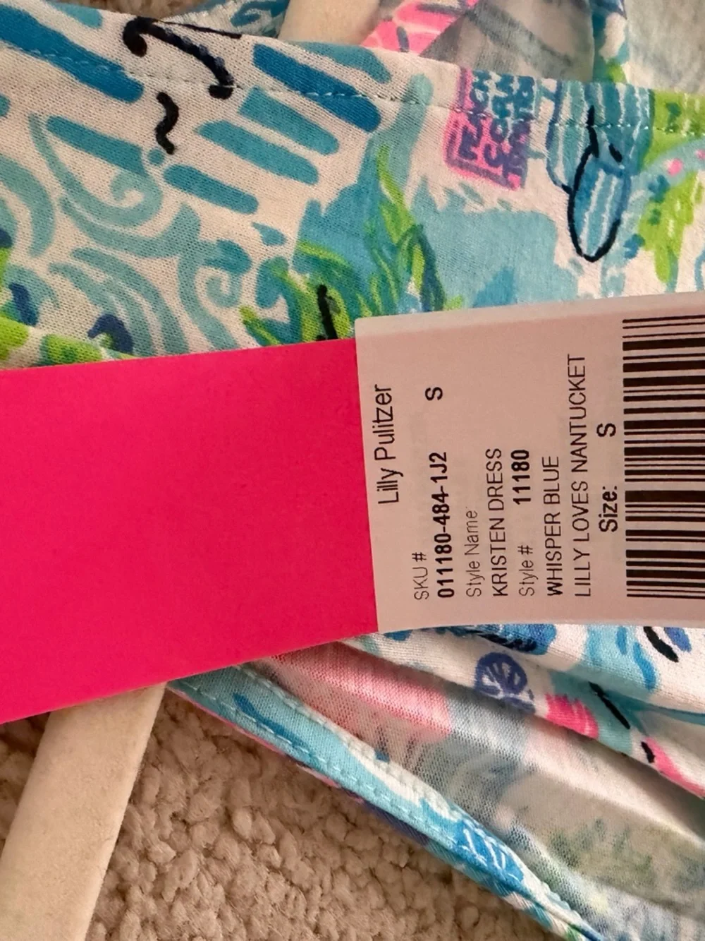 Lilly Pulitzer Sleeveless Nautical Print A-Line Dress - Blue & Pink small.  NWT - Picture 3 of 3